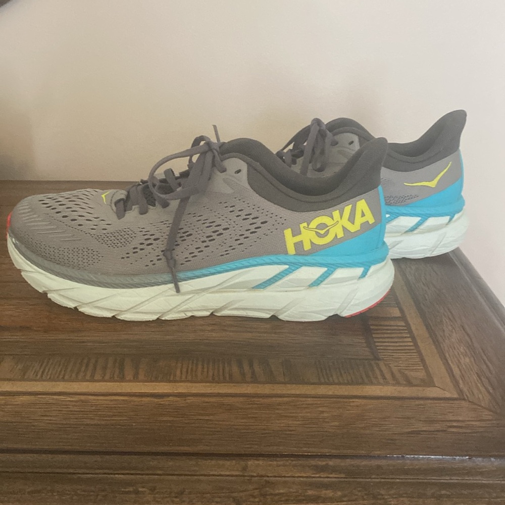 Hoka One One Mens Clifton 7 Gray Running Shoes EUC Size 9.5 - Picture 8 of 10